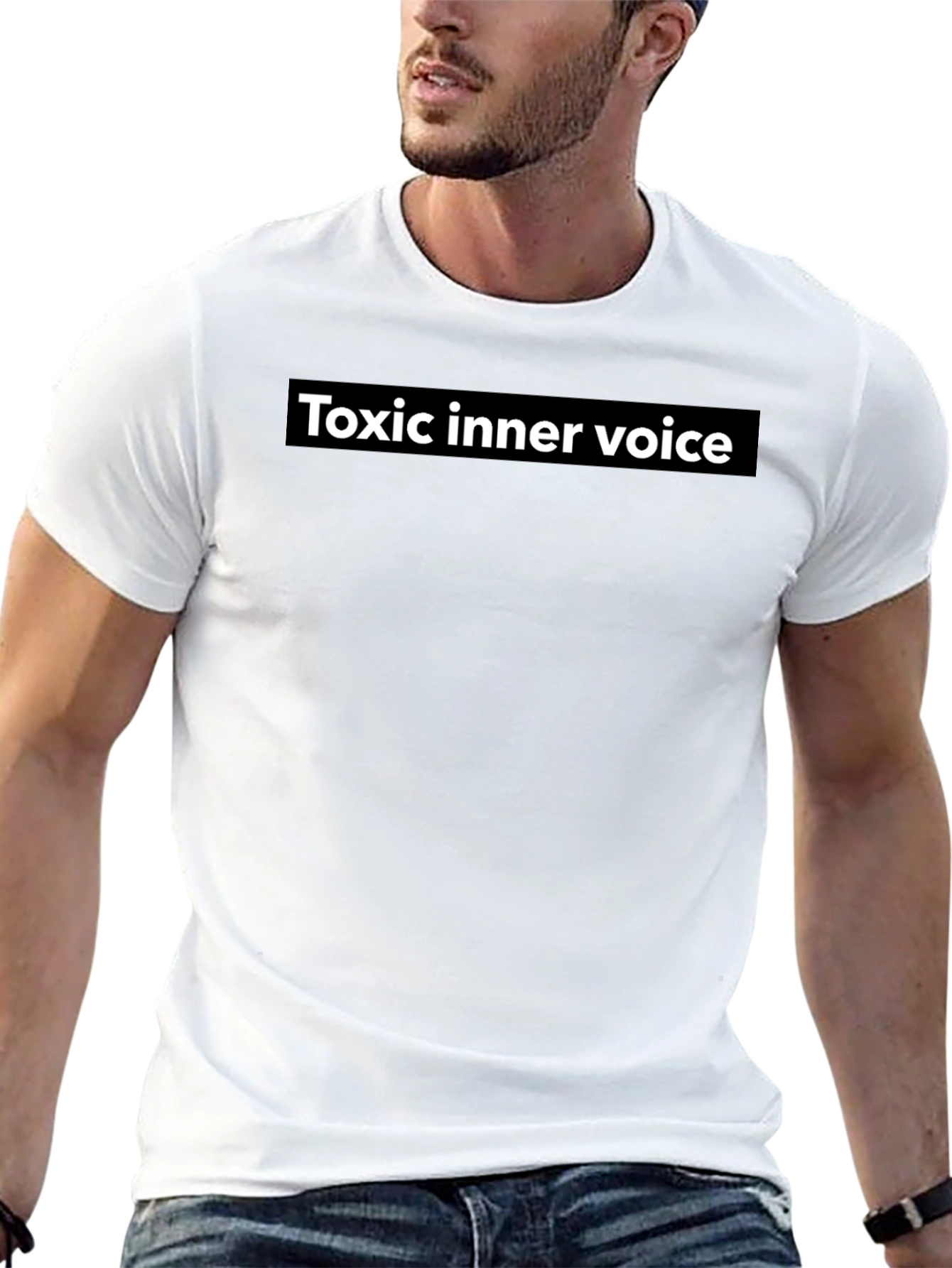Black Toxic Inner Voice Graphic Tee - Black Casual T-Shirt view 13