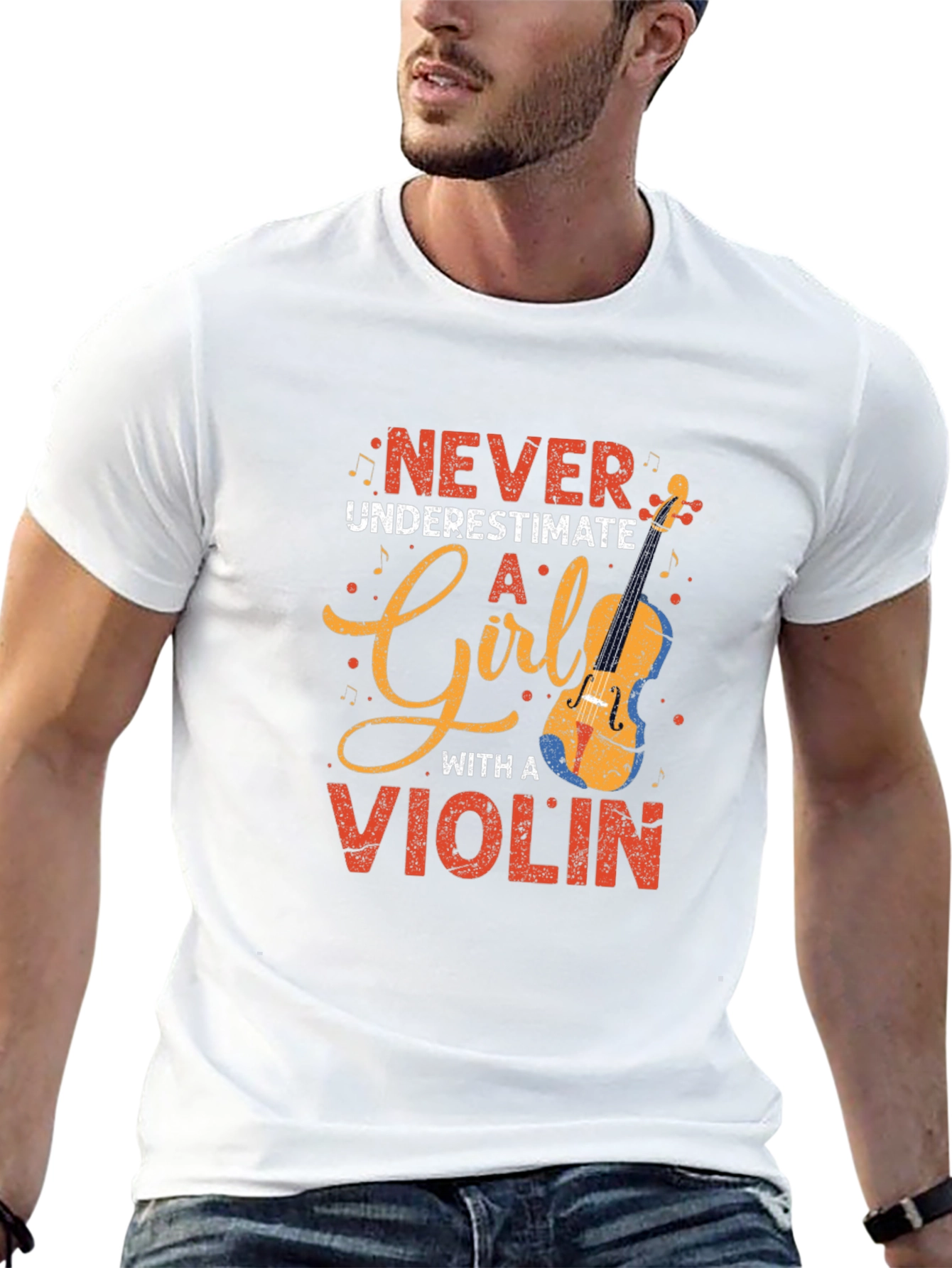 Black Never Underestimate a Girl With a Violin T-Shirt view 13