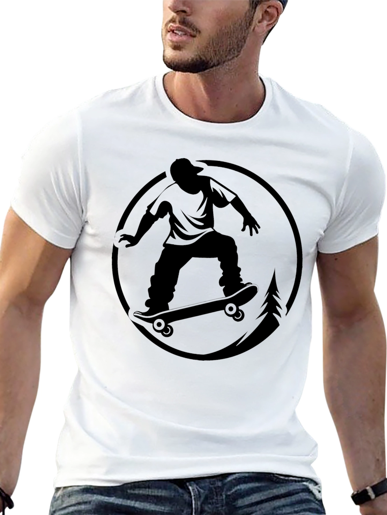 Black Skateboarder Graphic Black T-Shirt view 13