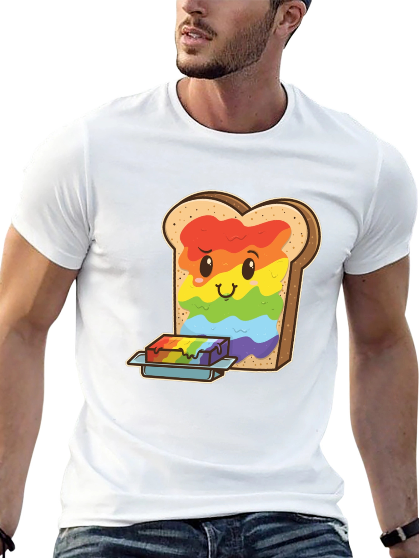 Black Rainbow Toast Graphic Tee - Unique Novelty Shirt view 13