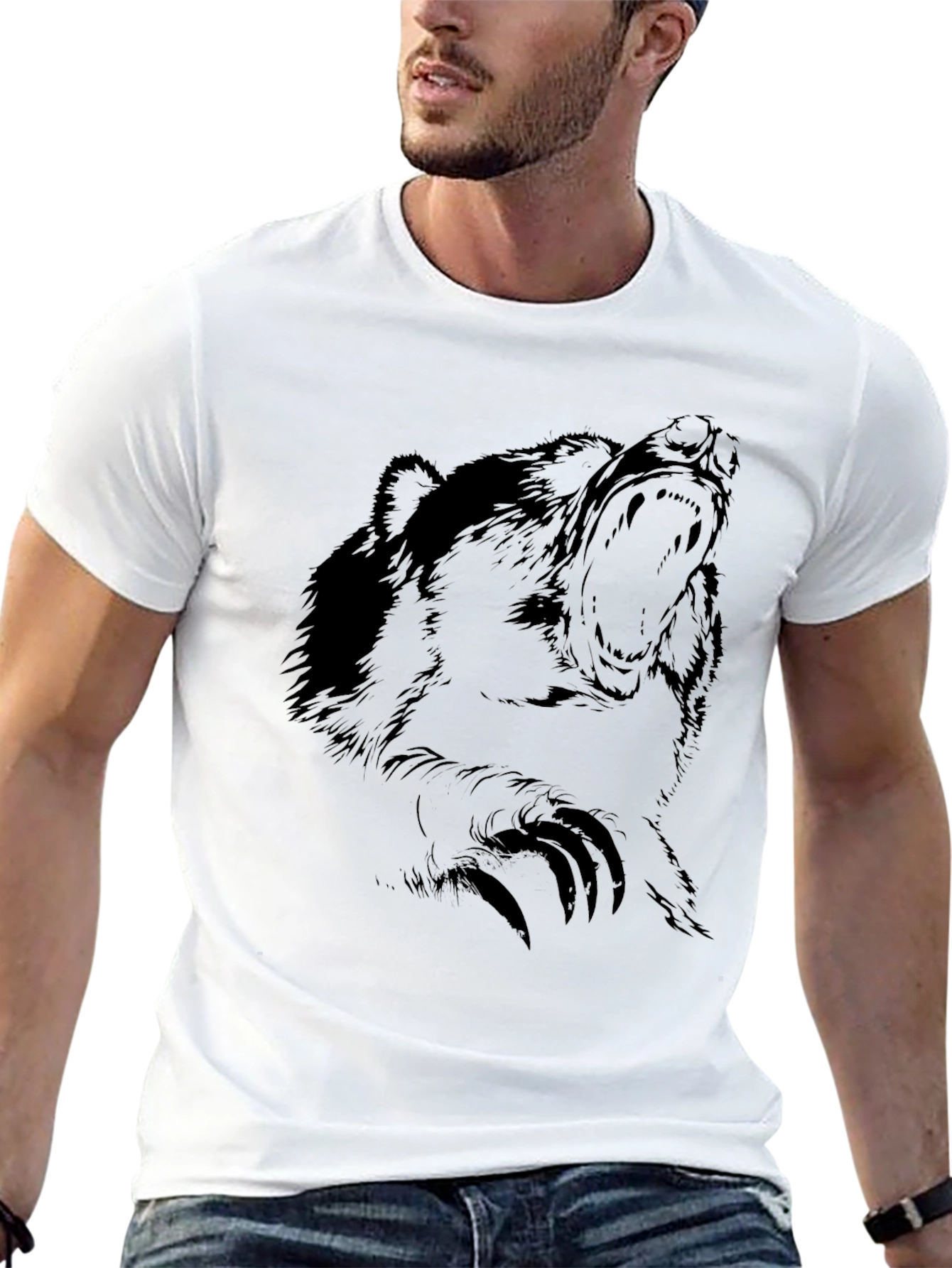 Black Men's Black Bear Graphic T-Shirt view 13