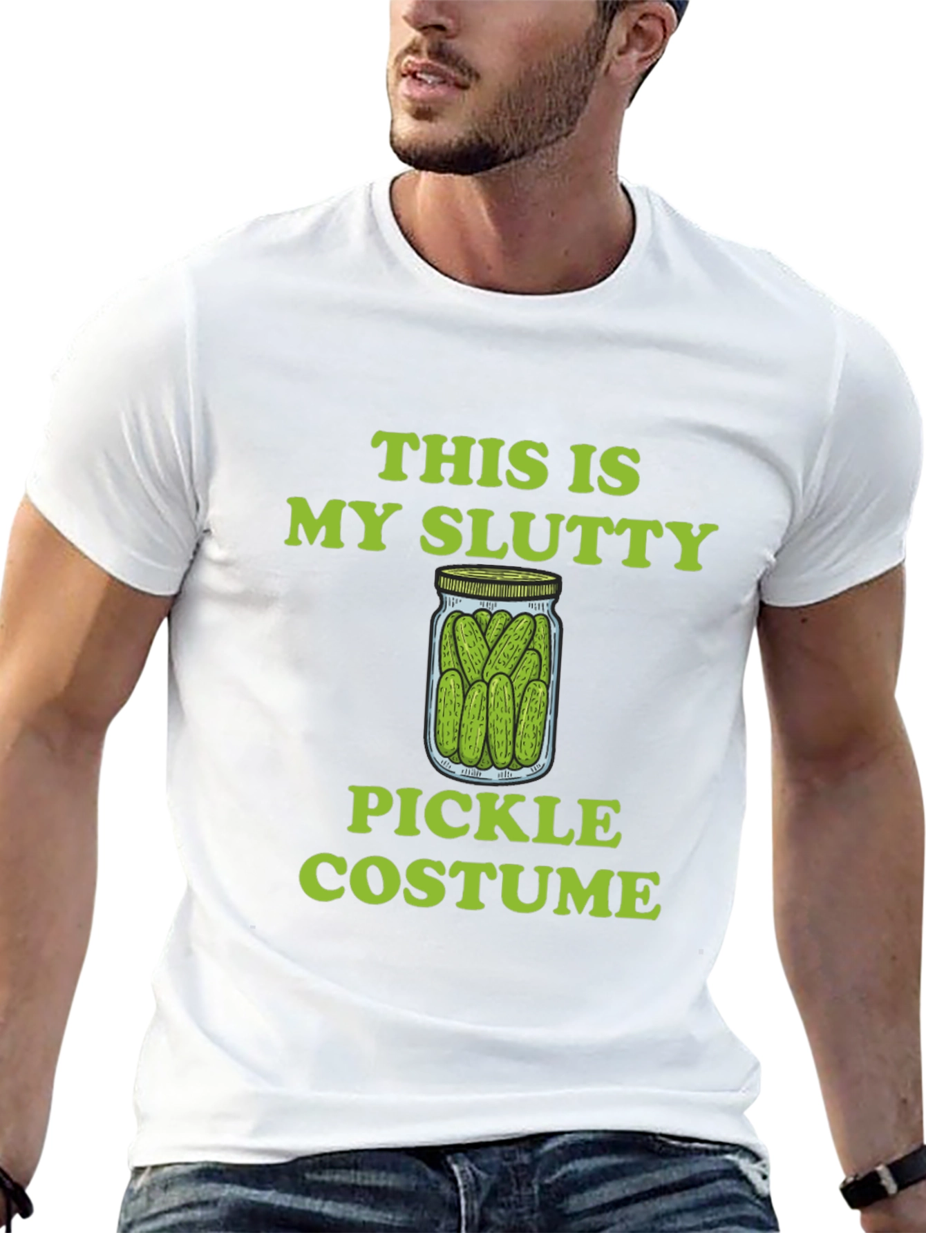 Black Slutty Pickle Costume Graphic T-Shirt view 13