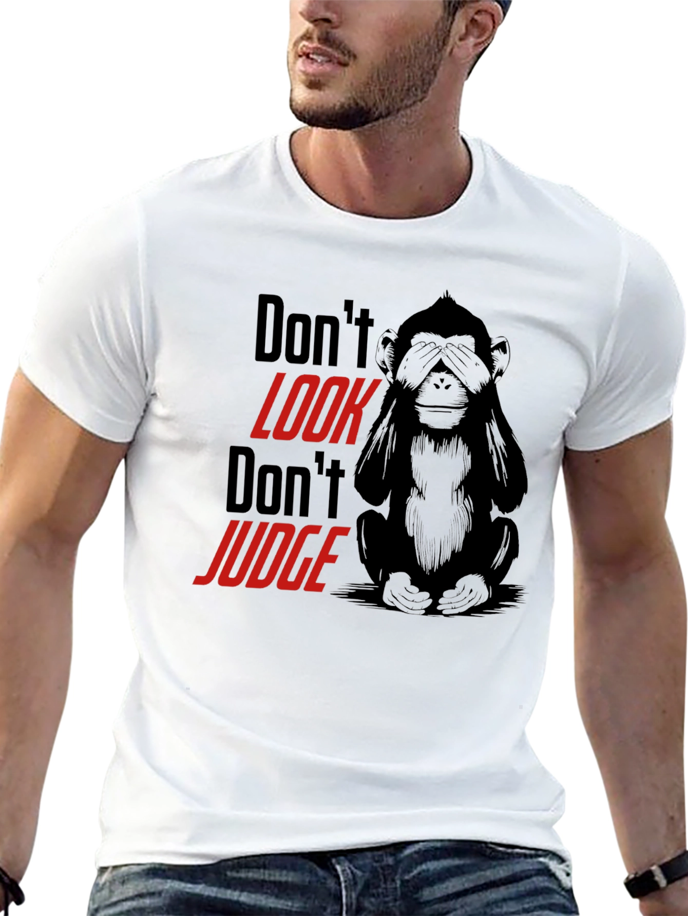 Black Don't Look Monkey Graphic Tee - Black view 13