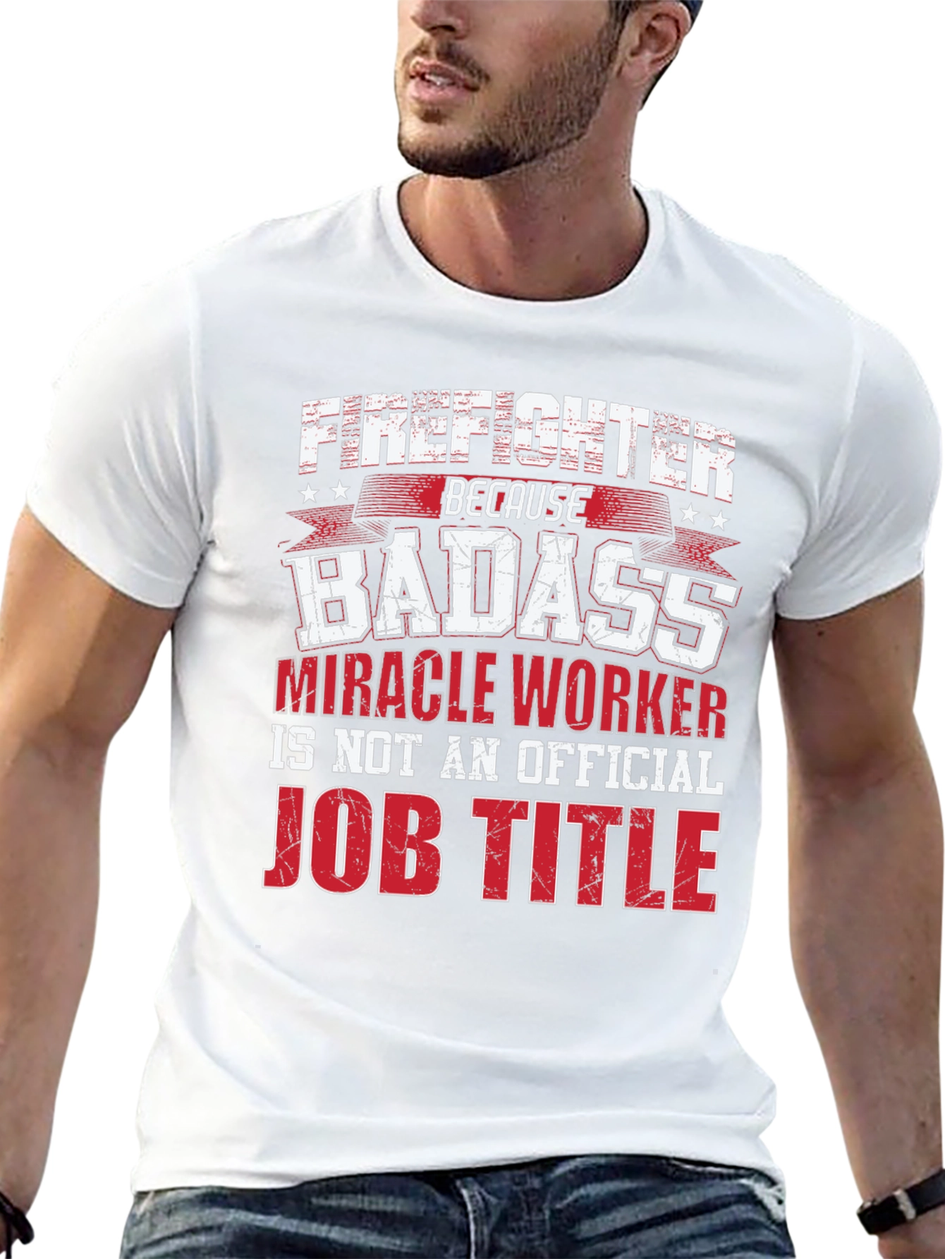 Black Firefighter Badass Job Title Black T-Shirt view 13