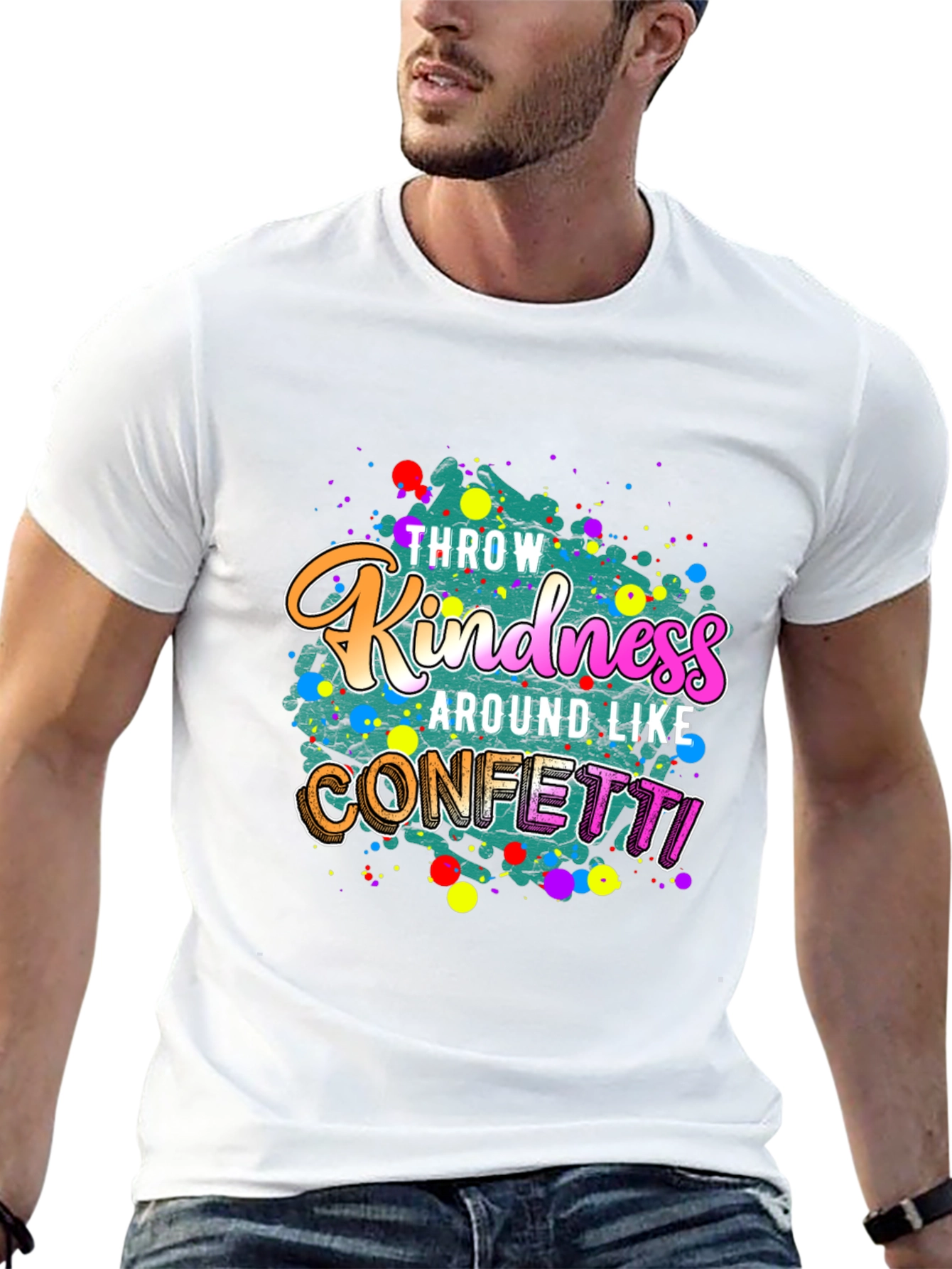 Black Throw Kindness Around Like Confetti Black T-Shirt view 13