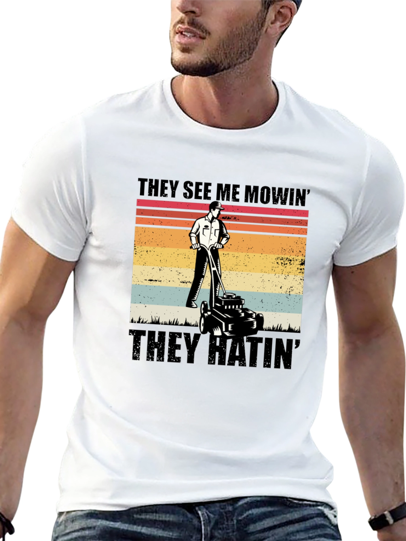 Black They See Me Mowin' Black T-Shirt view 13