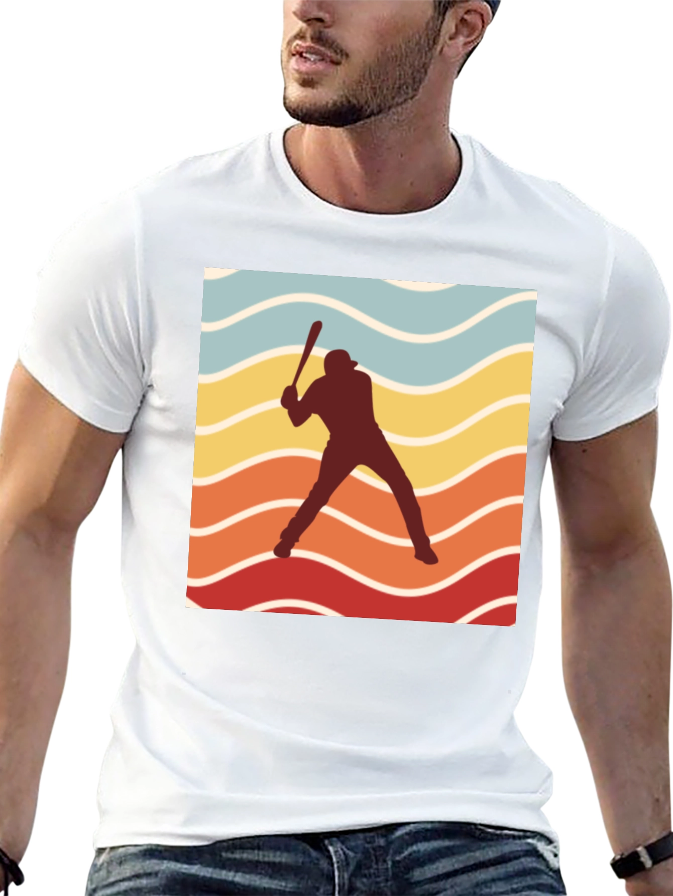 Black Retro Baseball Silhouette T-Shirt view 13