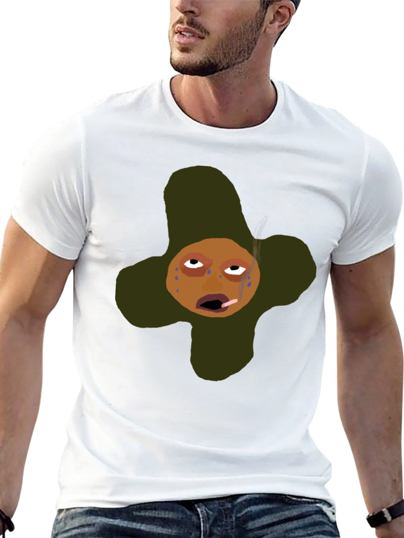 Black Funny Cartoon Graphic T-Shirt - Black view 13