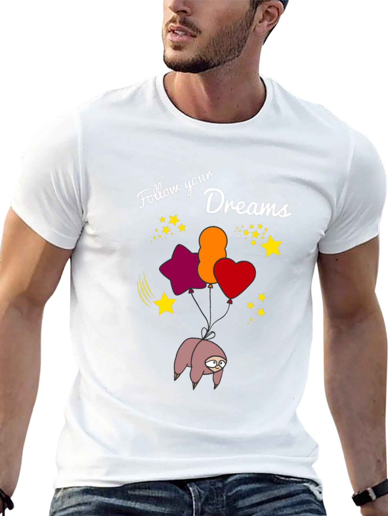 Black Dreamy Sloth T-Shirt - Follow Your Dreams! view 13