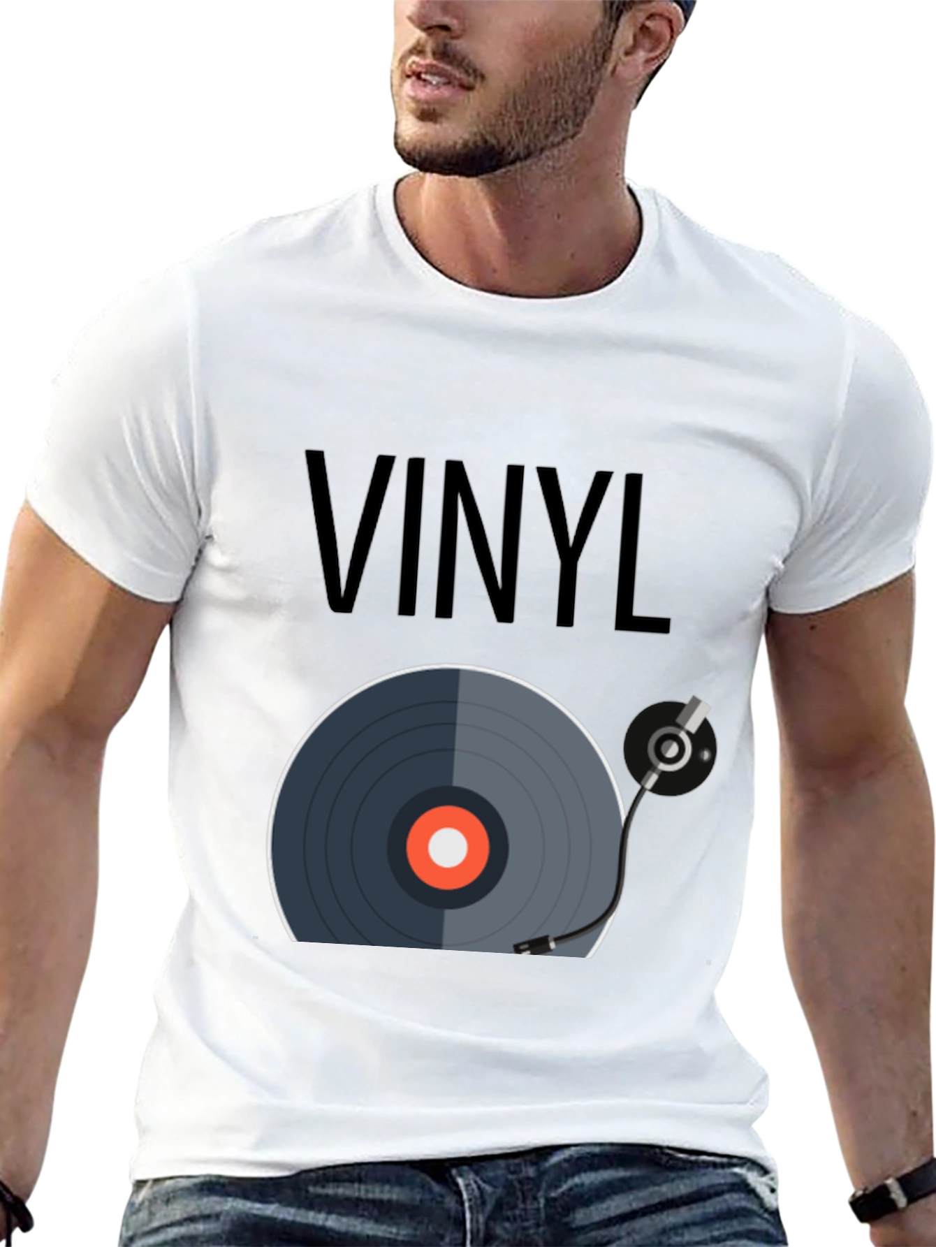 Black Vinyl Record Graphic Tee - Music Lover's T-Shirt view 13