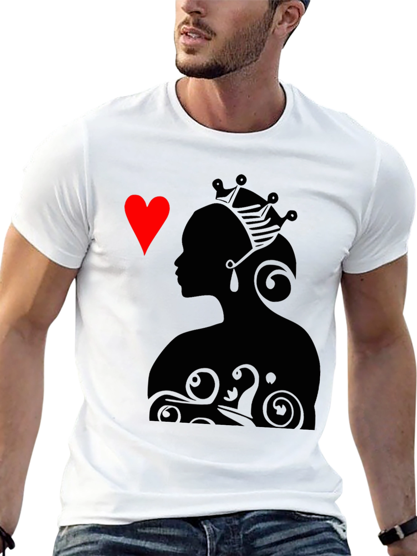 Black Queen of Hearts Graphic Tee - Stylish Black T-Shirt view 13