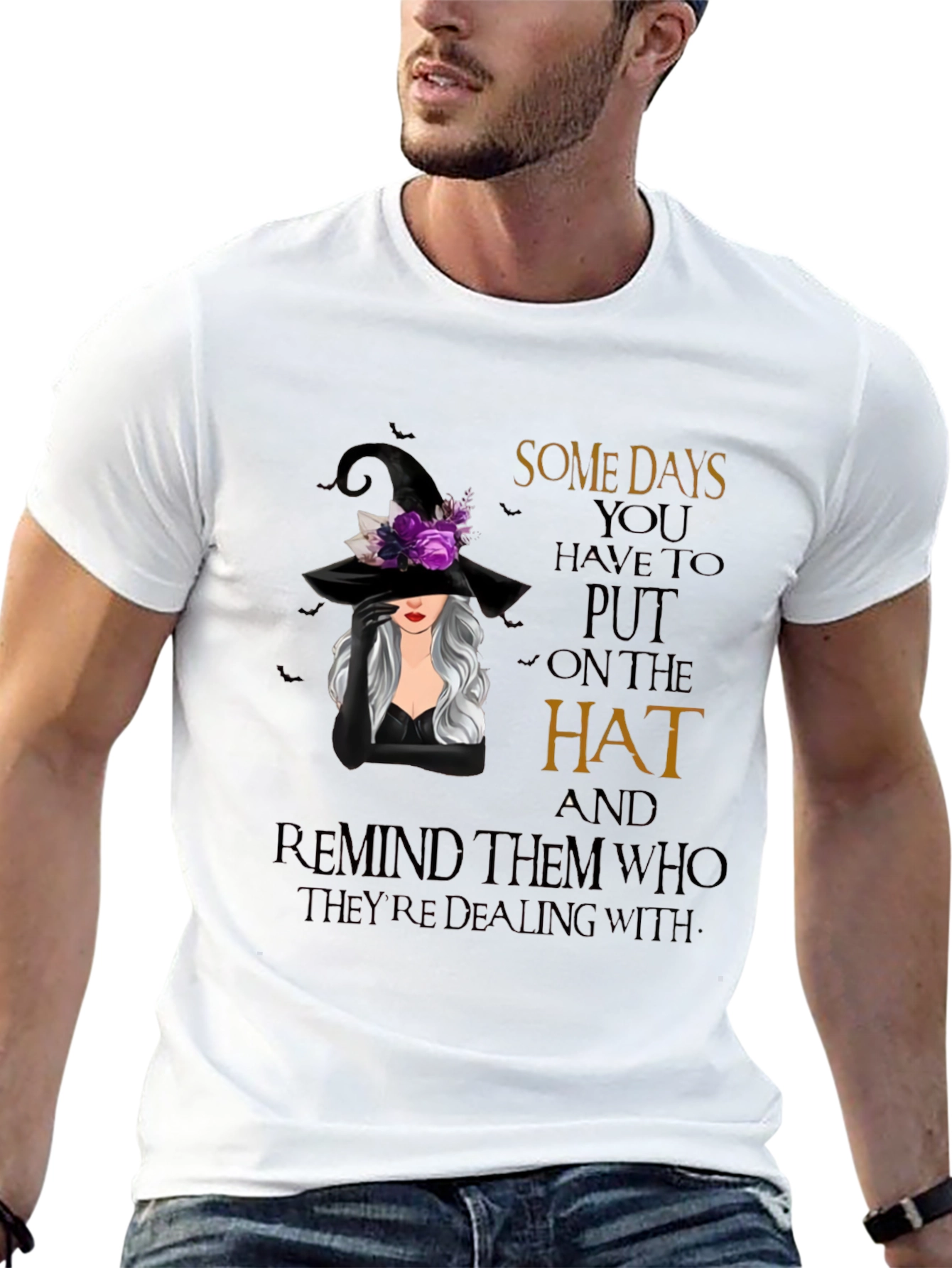 Black Witch Hat T-Shirt: Some Days You Have to Put On The Hat Tee view 13