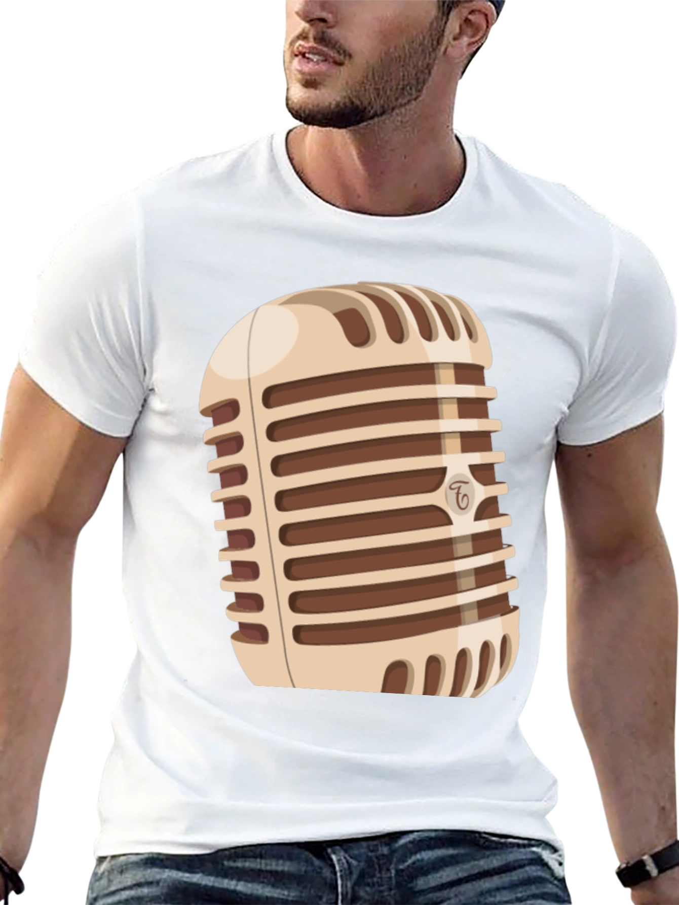 Black Vintage Microphone Graphic T-Shirt view 13