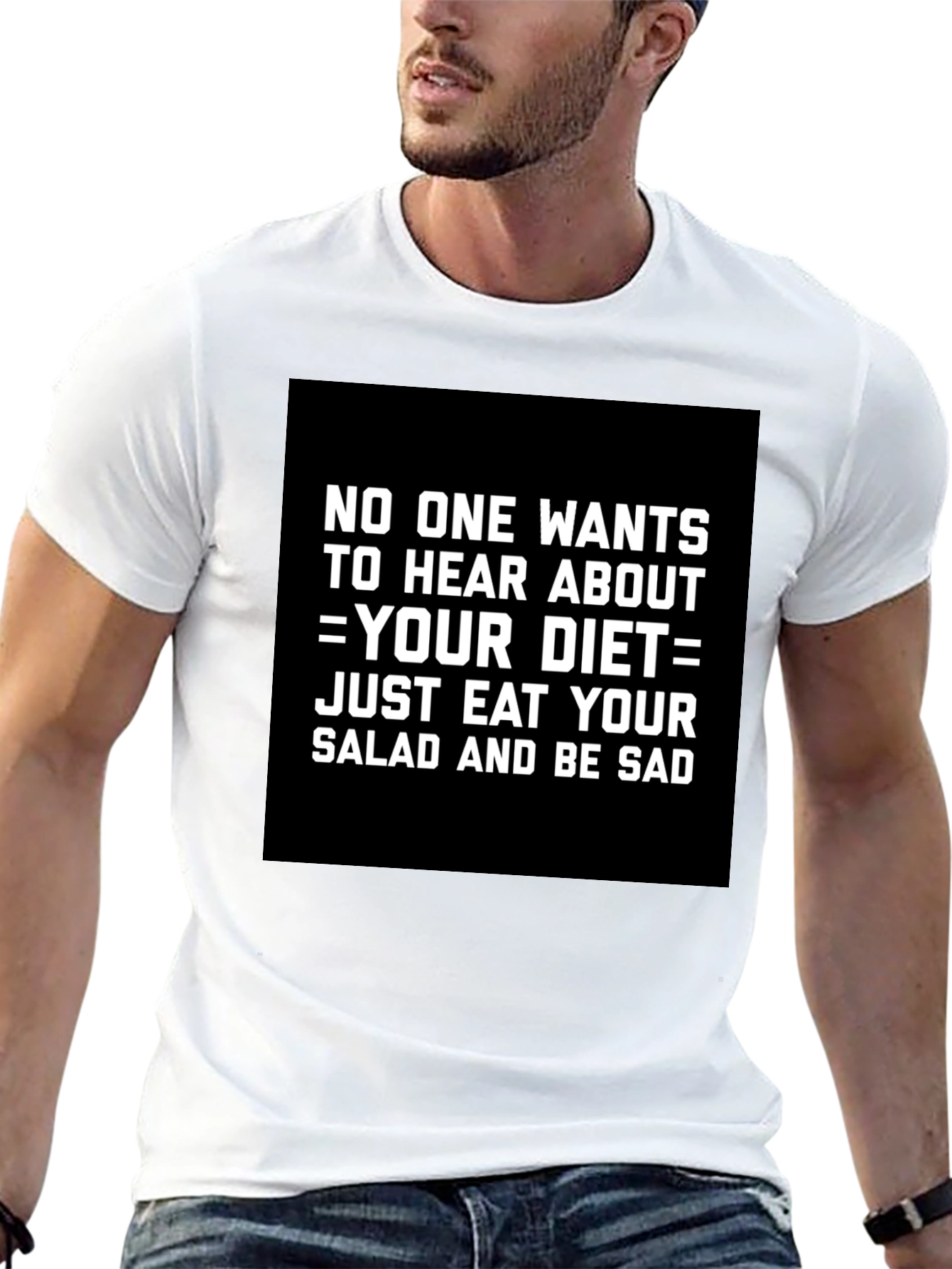 Black Eat Your Salad & Be Sad T-Shirt Funny Diet Tee view 13