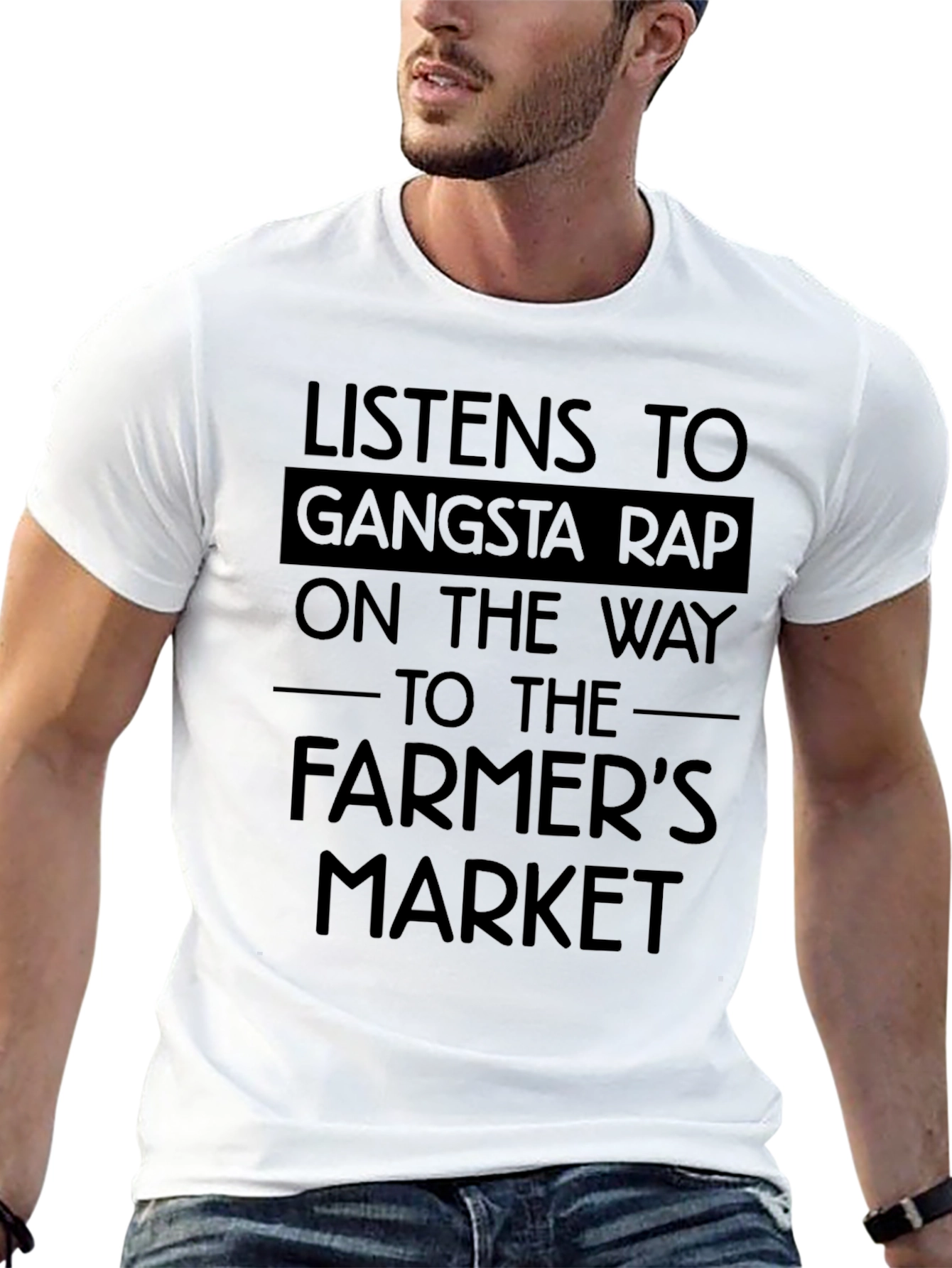 Black Gangsta Rap Farmer's Market Black T-Shirt view 13