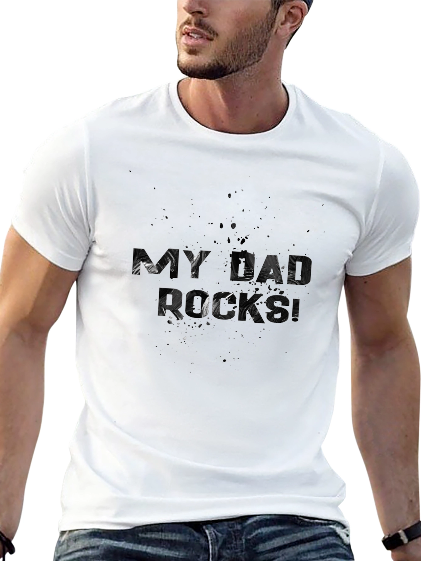 Black Men's Black 'My Dad Rocks' Graphic Tee view 13