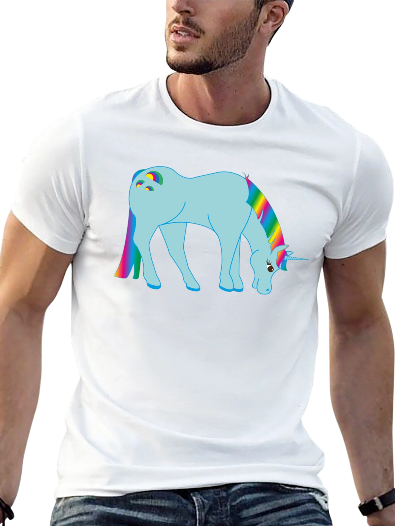 Black Rainbow Unicorn Graphic T-Shirt view 13