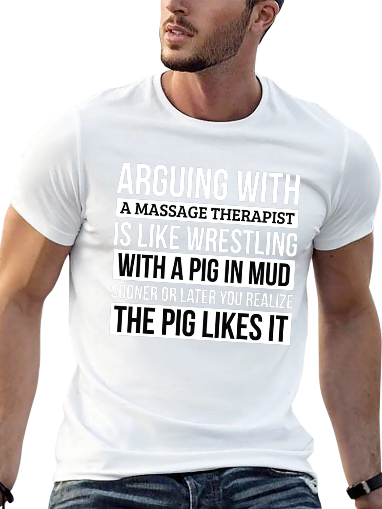 Black Massage Therapist Pig Mud T-Shirt view 13