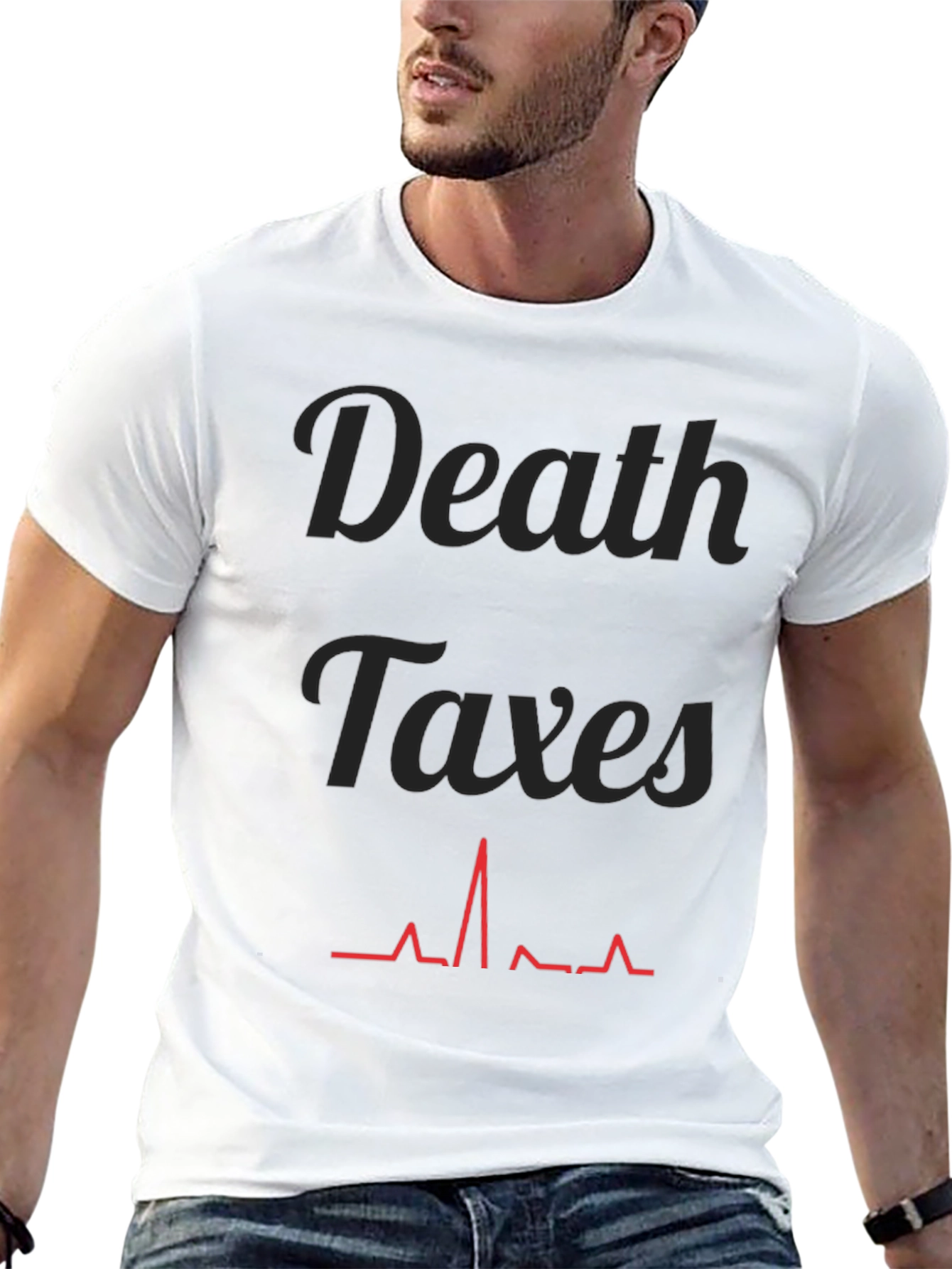 Black Death Taxes Heartbeat Graphic Tee - Black view 13