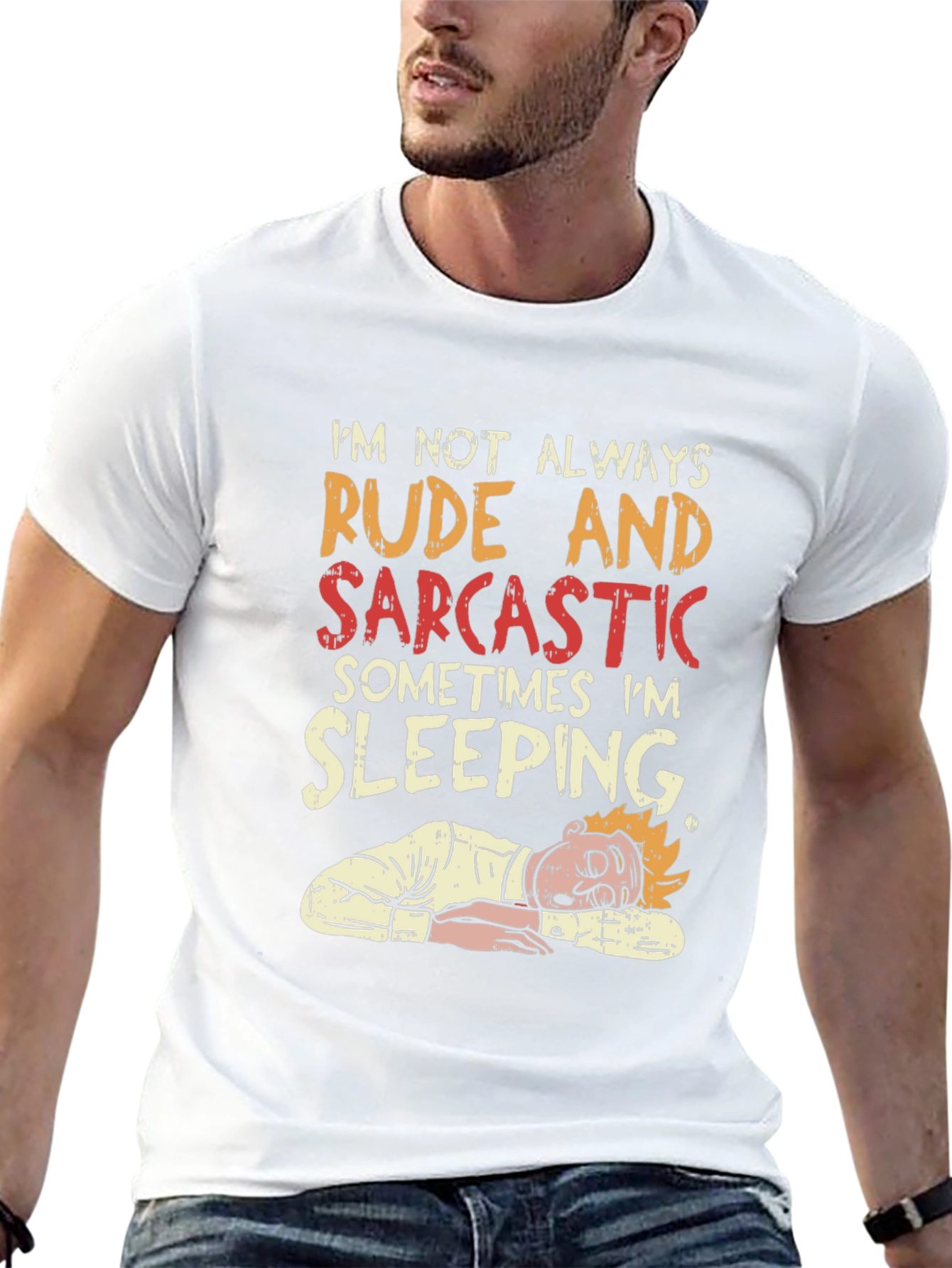 Black Rude and Sarcastic Sleeping Graphic Tee view 13