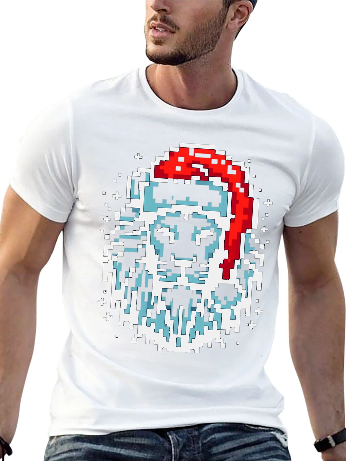 Black Pixel Santa Lion Graphic Tee - Black view 13