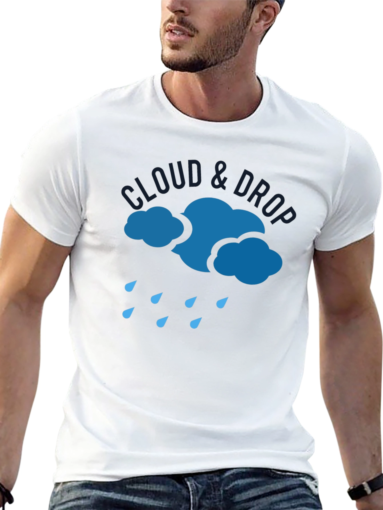 Black Cloud & Drop Graphic T-Shirt - Modern Casual Wear view 13