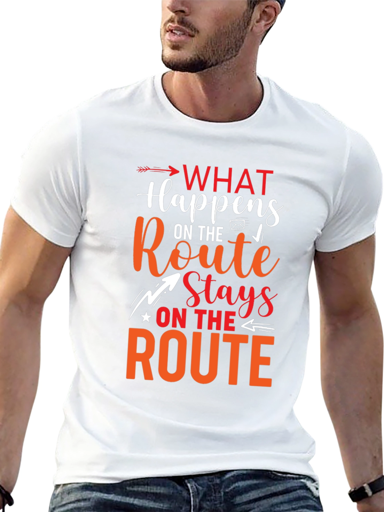 Black What Happens On The Route Stays Graphic T-Shirt view 13