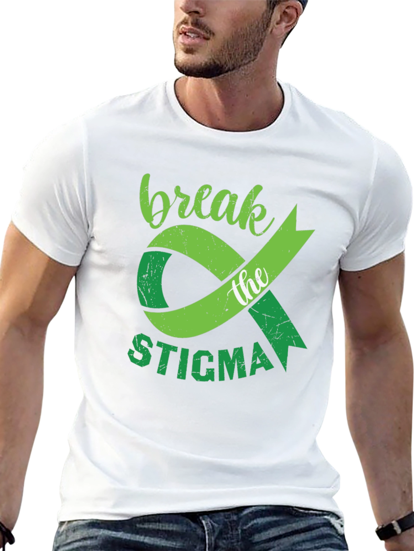 Black Break the Stigma T-Shirt Mental Health Awareness view 13