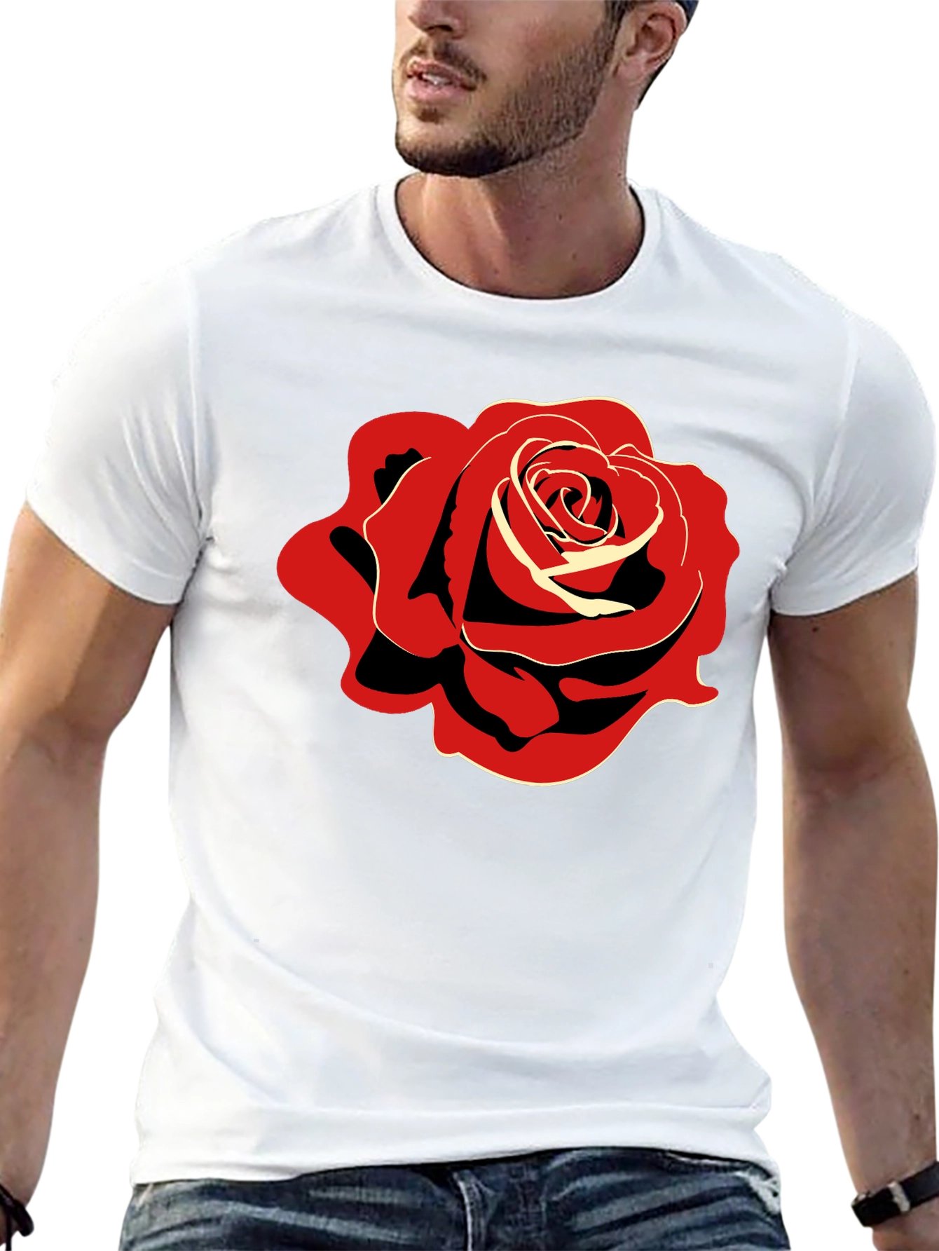 Black Bold Rose Graphic Black T-Shirt view 13