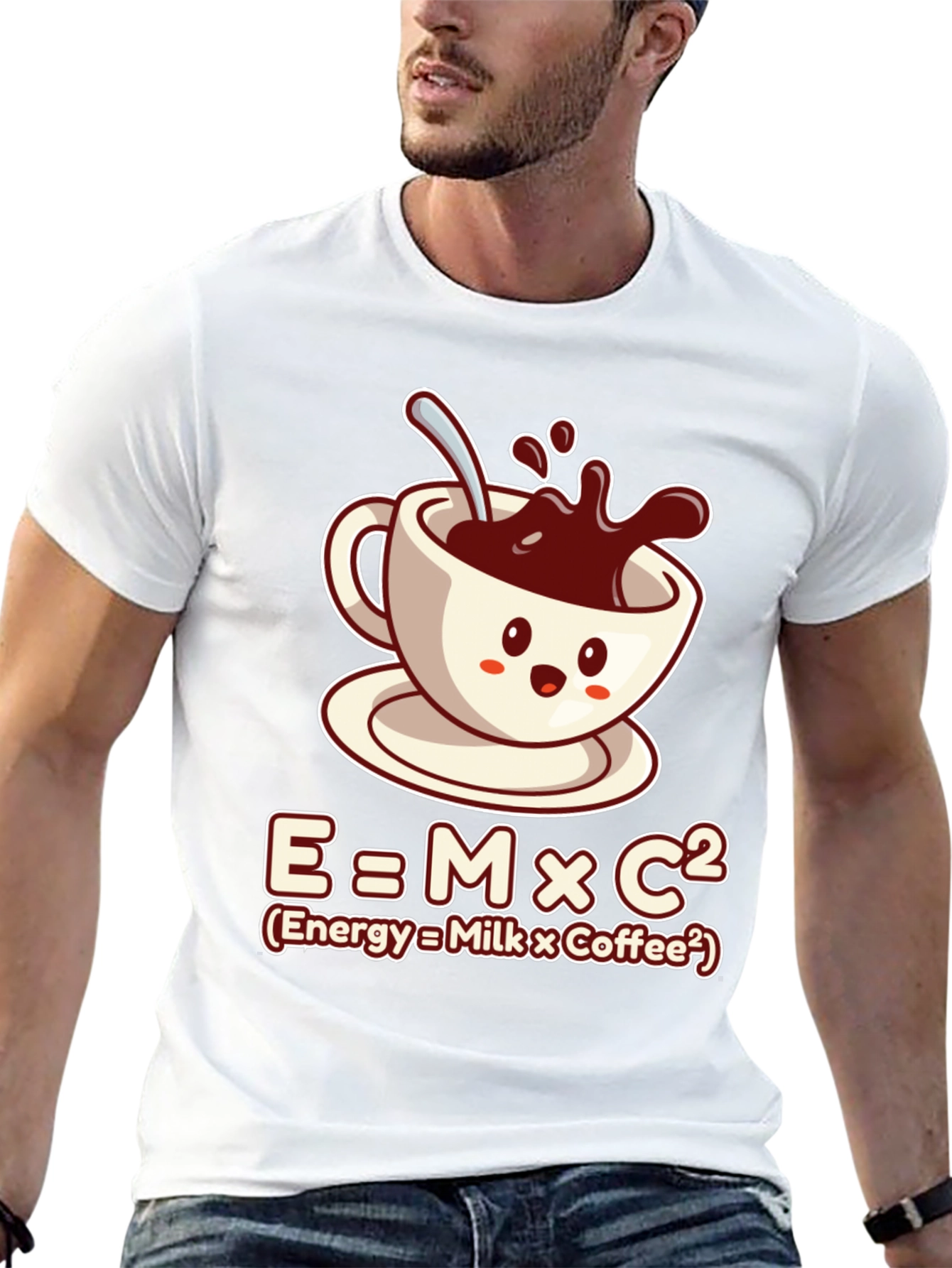 Black Funny Coffee Lover T-Shirt - Energy = Milk x Coffee view 13