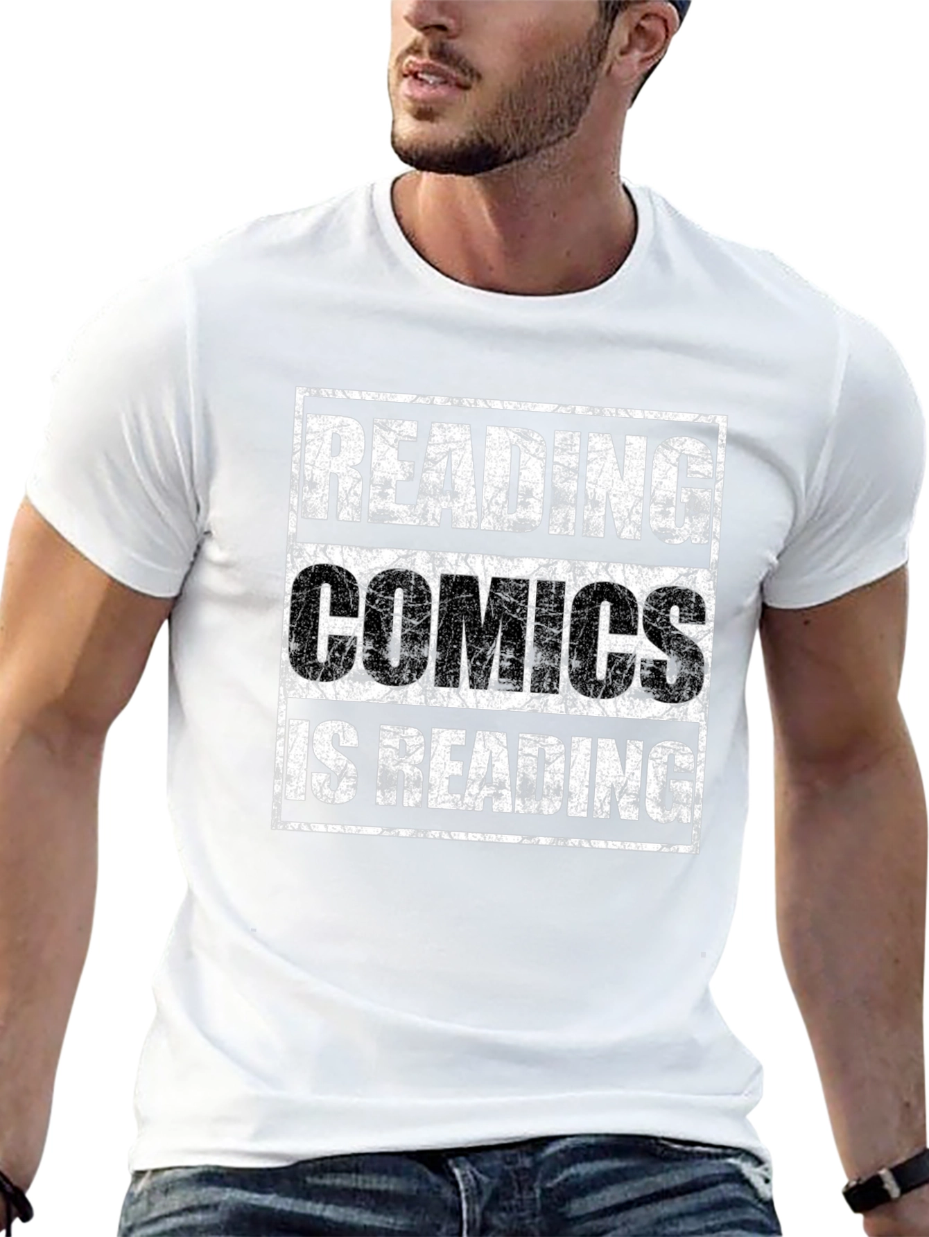 Black Reading Comics T-Shirt - Black Cotton Blend  view 13