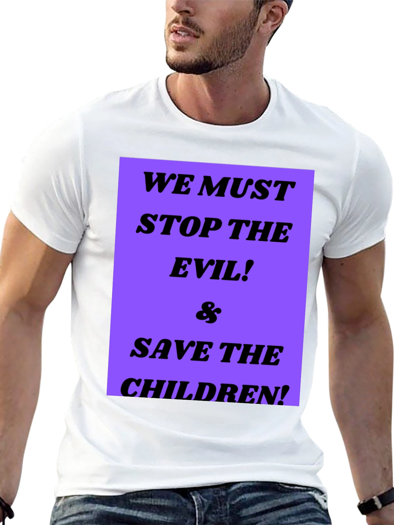 Black Stop the Evil Save the Children T-Shirt view 13
