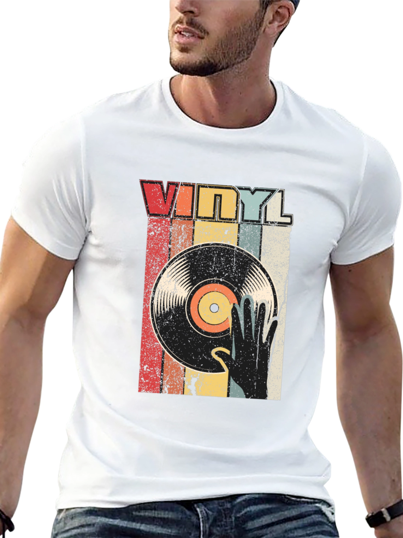 Black Vintage Vinyl Record T-Shirt view 13