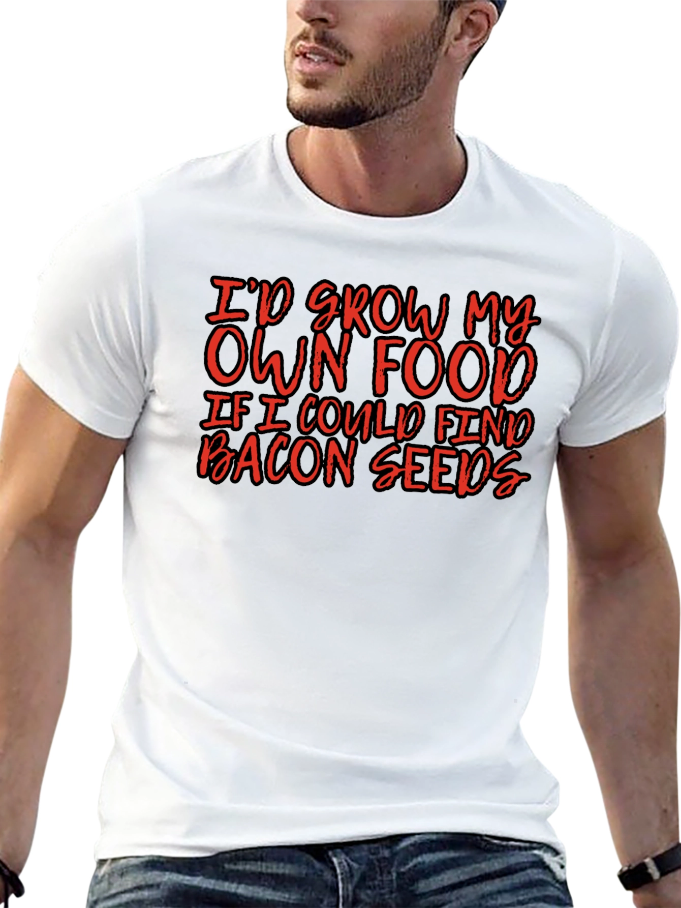 Black Funny Bacon Seeds T-Shirt, Novelty Graphic Tee view 13