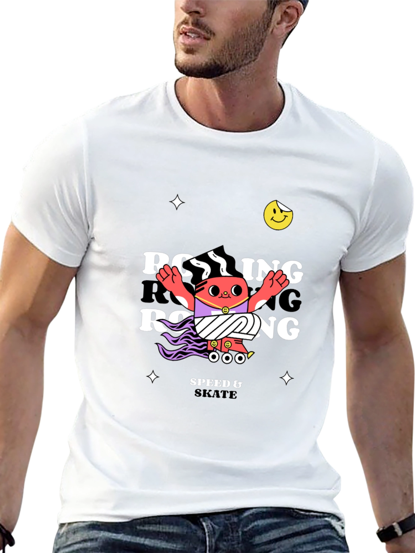 Black Rolling Skate Graphic Black T-Shirt view 13