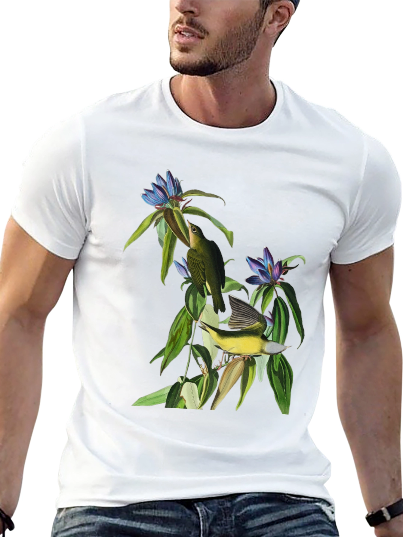 Black Vintage Botanical Bird Graphic Tee view 13