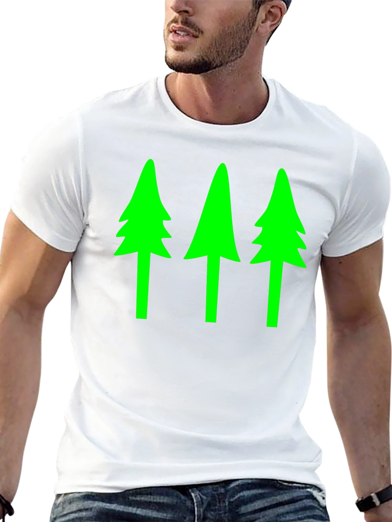 Black Green Tree Graphic Black T-Shirt view 13