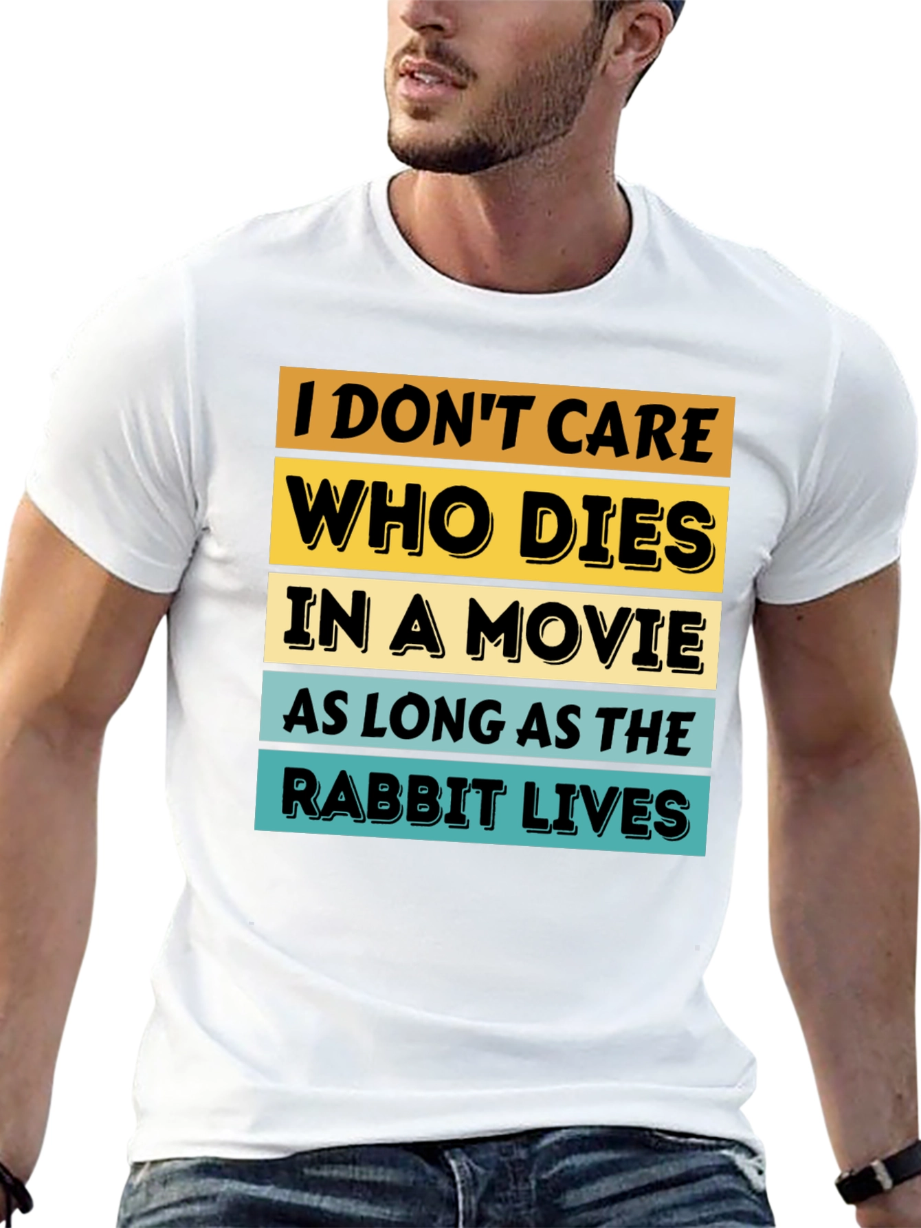 Black Funny Rabbit Lover Movie T-Shirt view 13