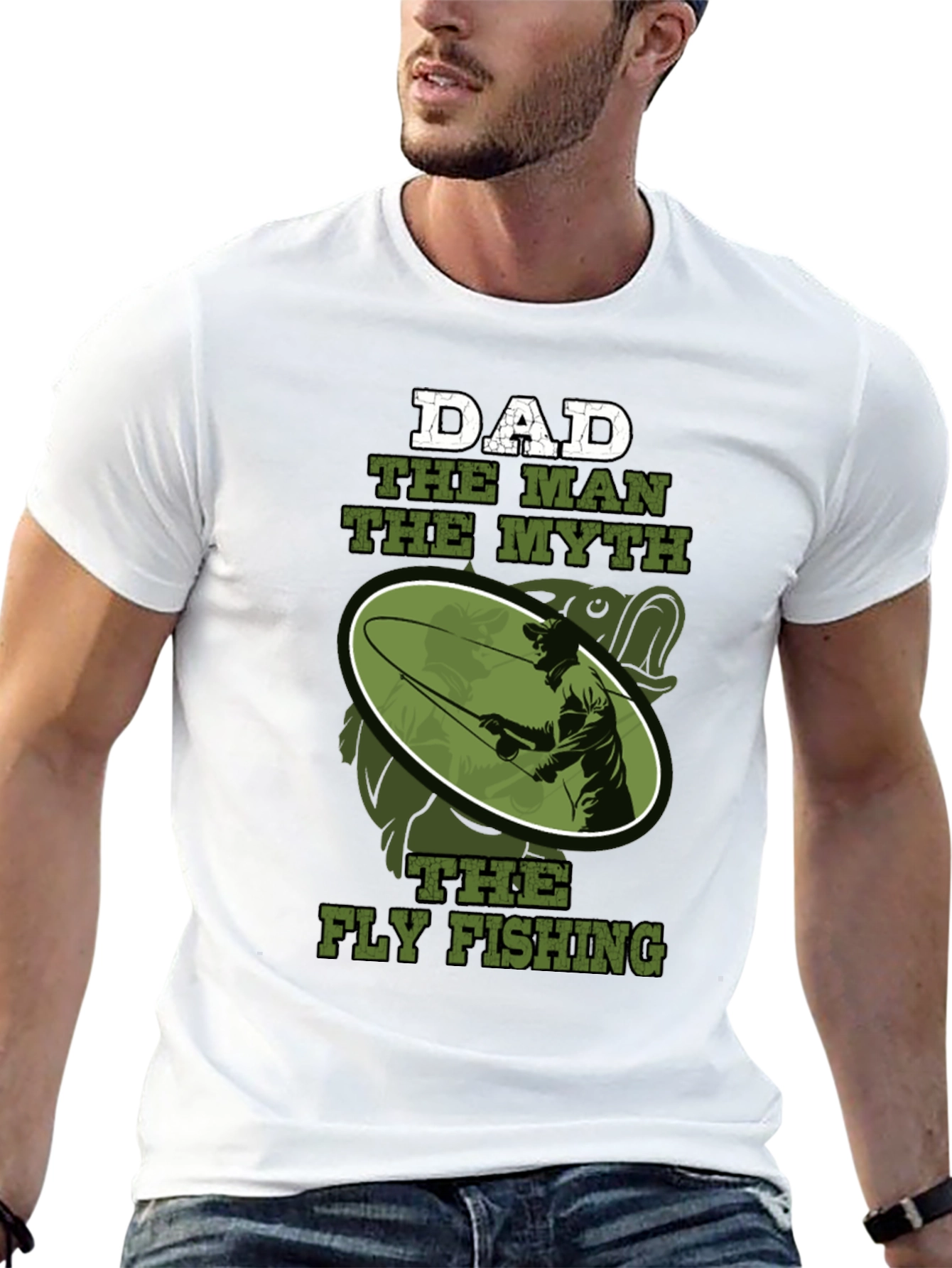 Black Dad The Man Myth Fly Fishing Graphic Tee view 13