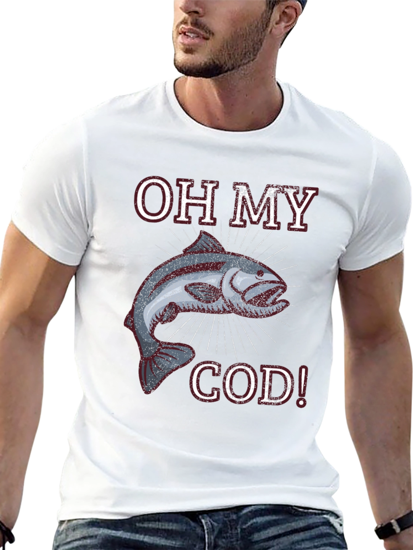 Black Oh My Cod! Funny Fish Graphic T-Shirt view 13