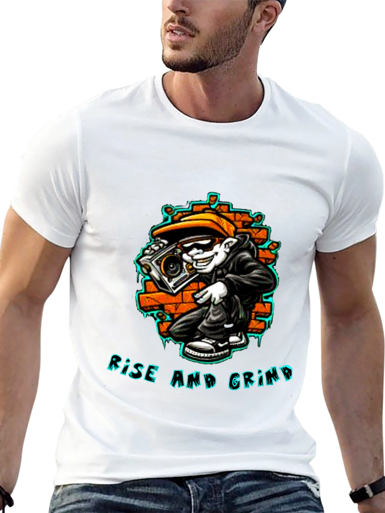 Black Rise and Grind Graphic Tee - Streetwear Style view 13