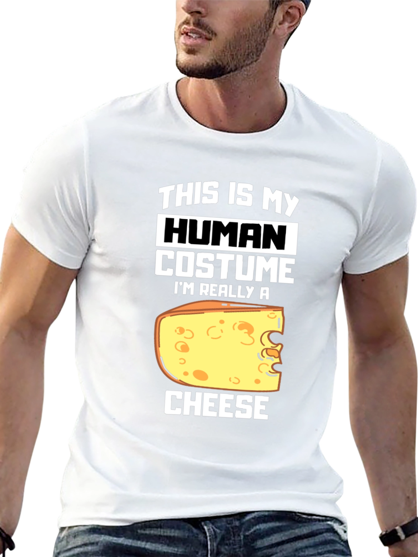 Black Human Costume I'm Really A Cheese T-Shirt view 13