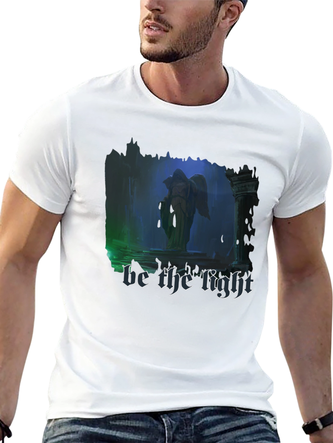 Black Be The Light T-Shirt - Gothic Angel Design view 13