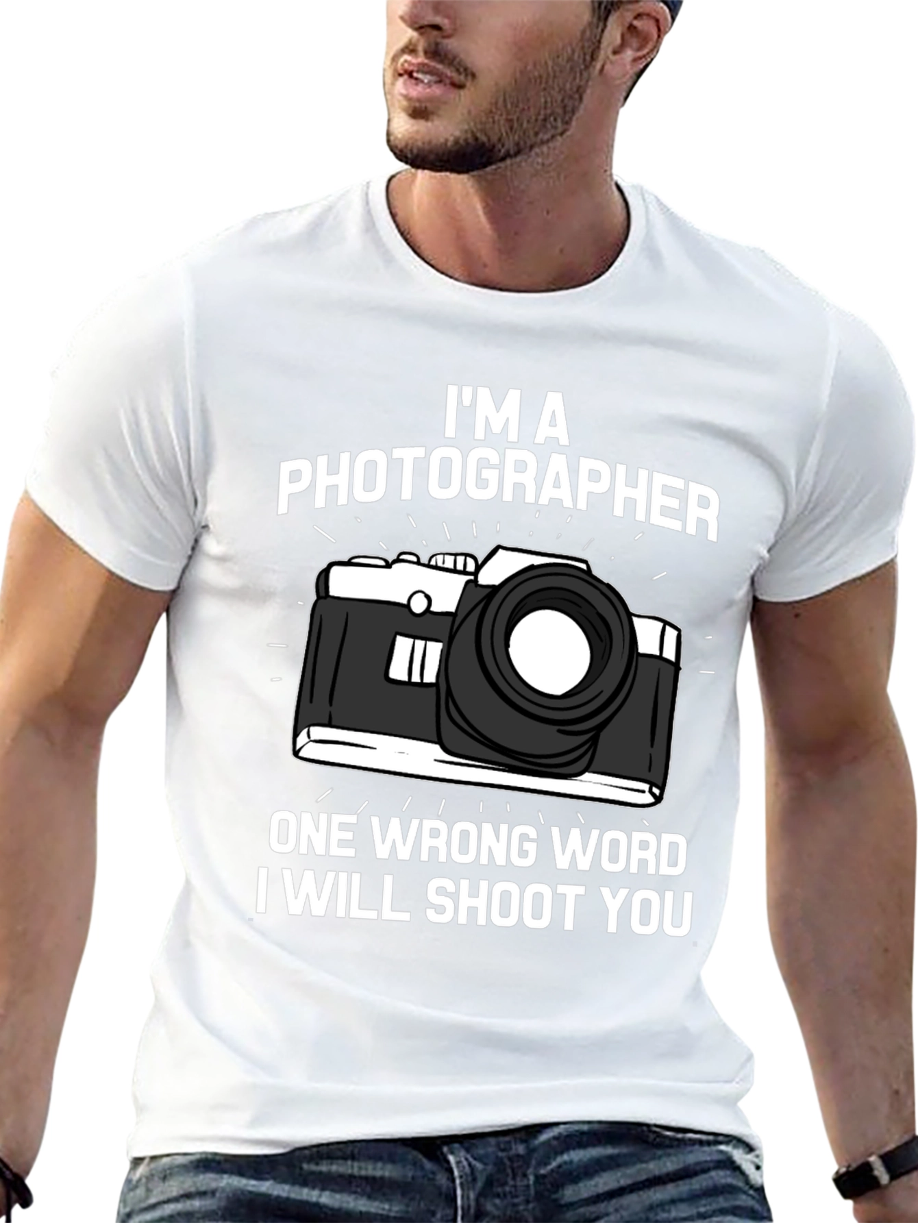 Black Photographer T-Shirt: I'll Shoot You Funny Camera Tee view 13