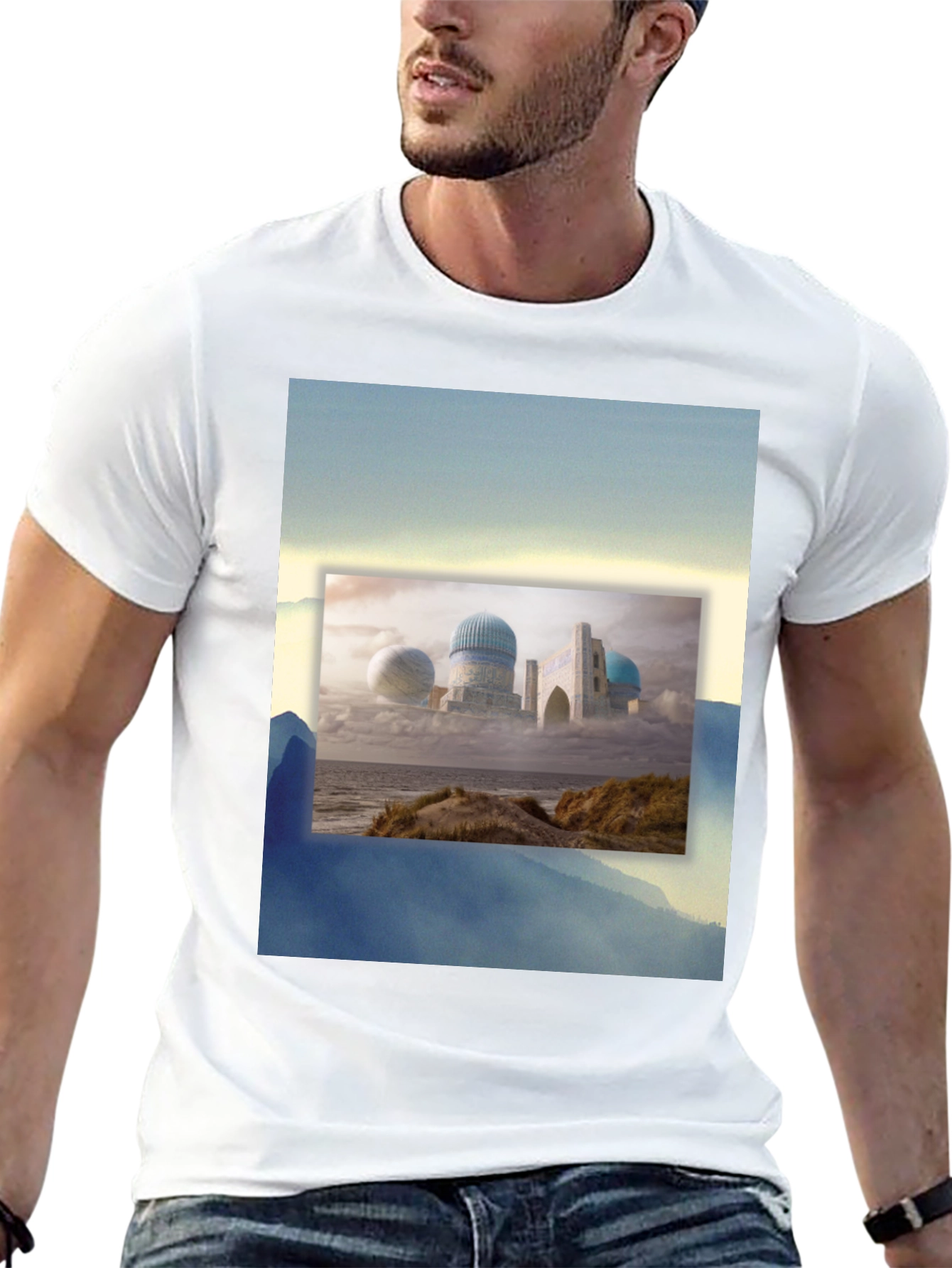 Black Dreamscape Tee: Unique Graphic Print, Soft Cotton Blend view 13