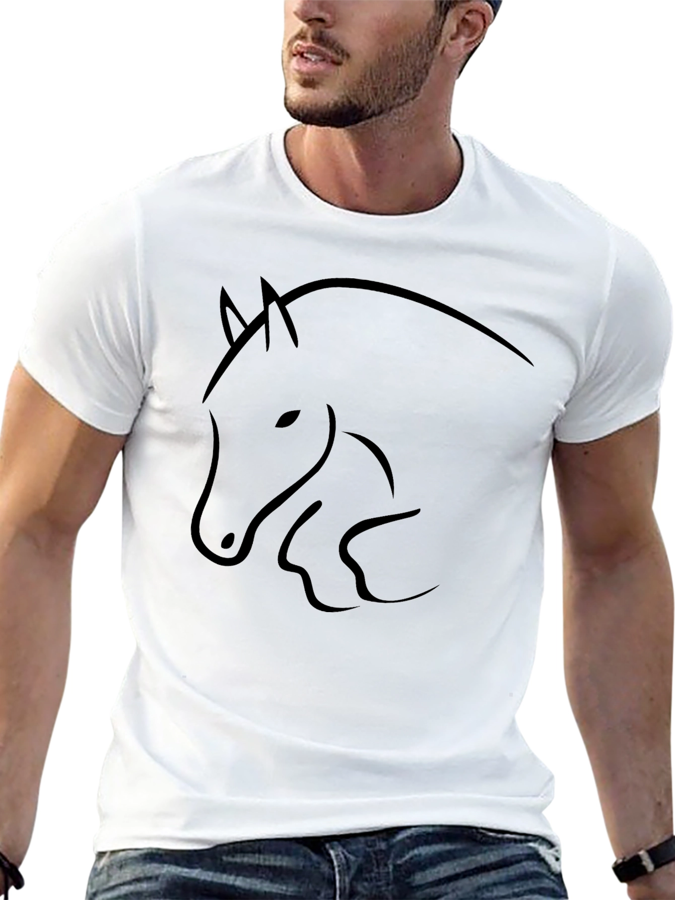 Black Black Horse Graphic Tee - Men's Casual Shirt view 13