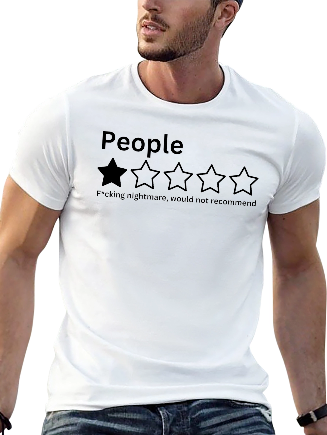 Black People Rating T-Shirt - Funny Sarcastic One Star Review Tee view 13