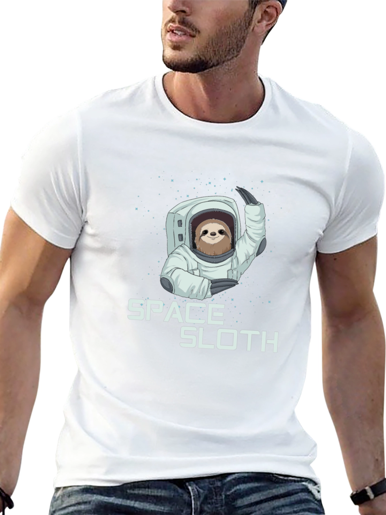 Black Space Sloth Graphic Tee - Black Cotton Blend view 13