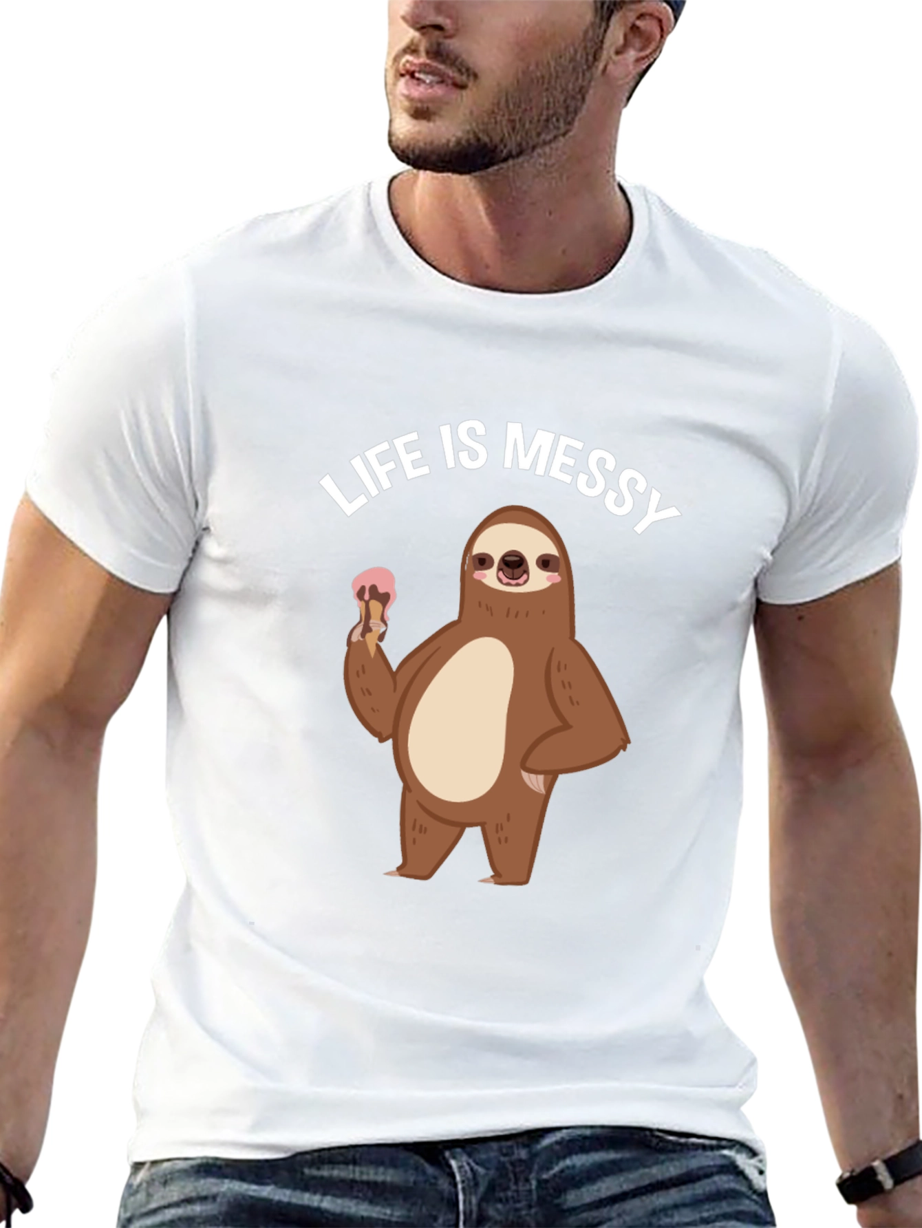Black Life is Messy Sloth T-Shirt view 13