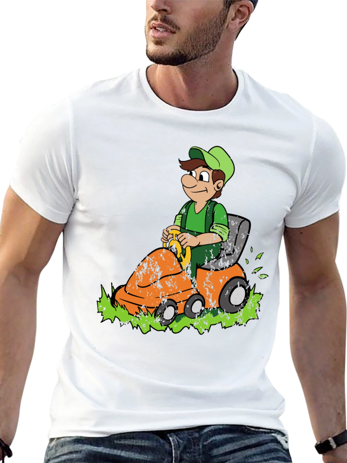 Black Lawn Mowing Luigi Graphic Tee - Black Cotton Blend view 13